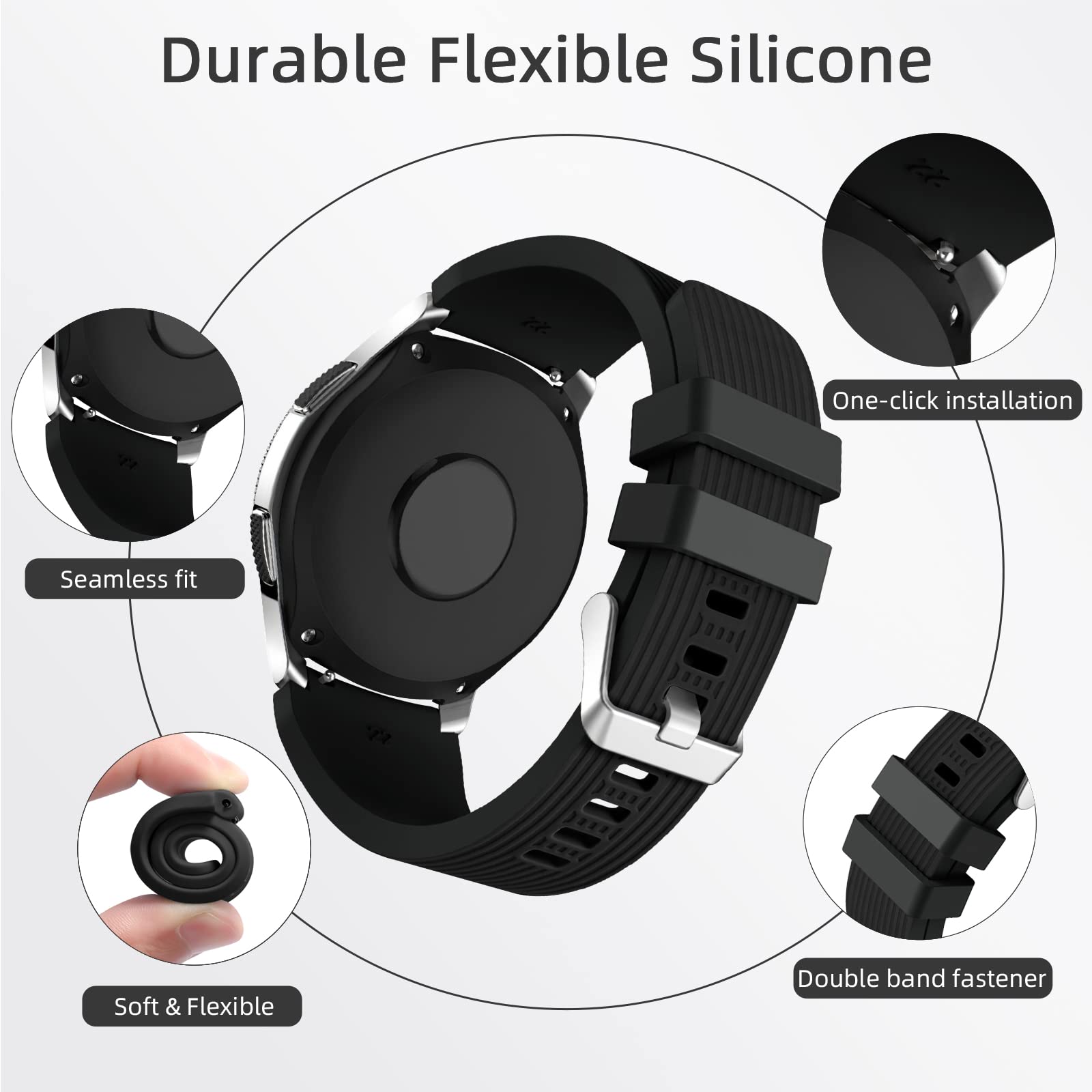 Lerobo [2 Pack Compatible With Samsung Galaxy Watch 3 Band 45Mm/Galaxy Watch 46Mm Bands/22Mm Smart Watch Band Silicone Gear S3 F